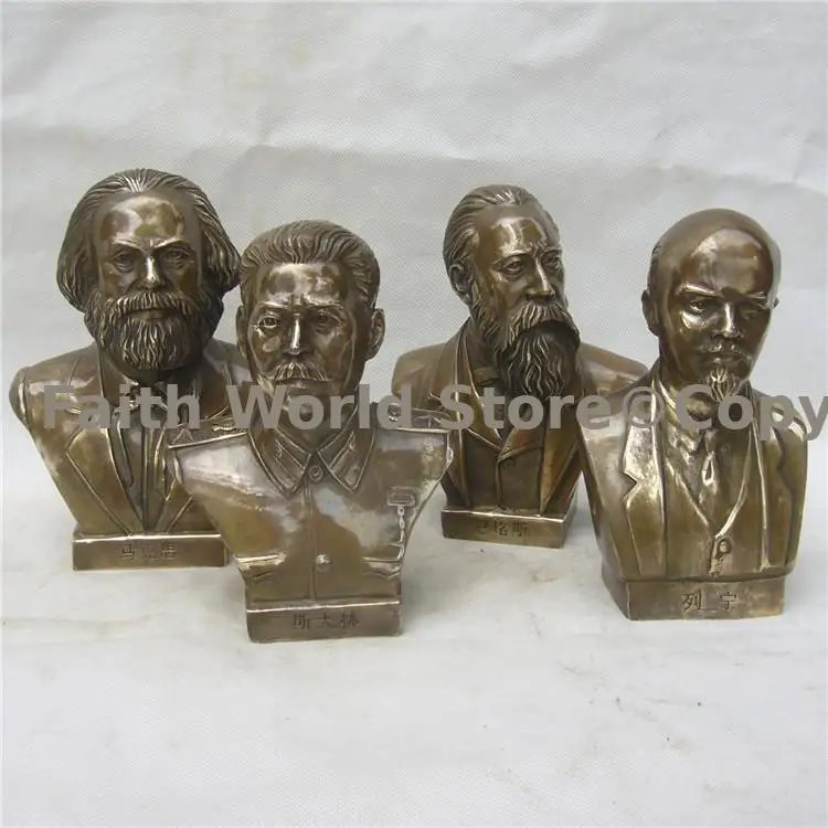 A set great Marxism proletariat communism politician History Politics Revolutionist Bronze Statue Russia Stalin Lenin 4PCS