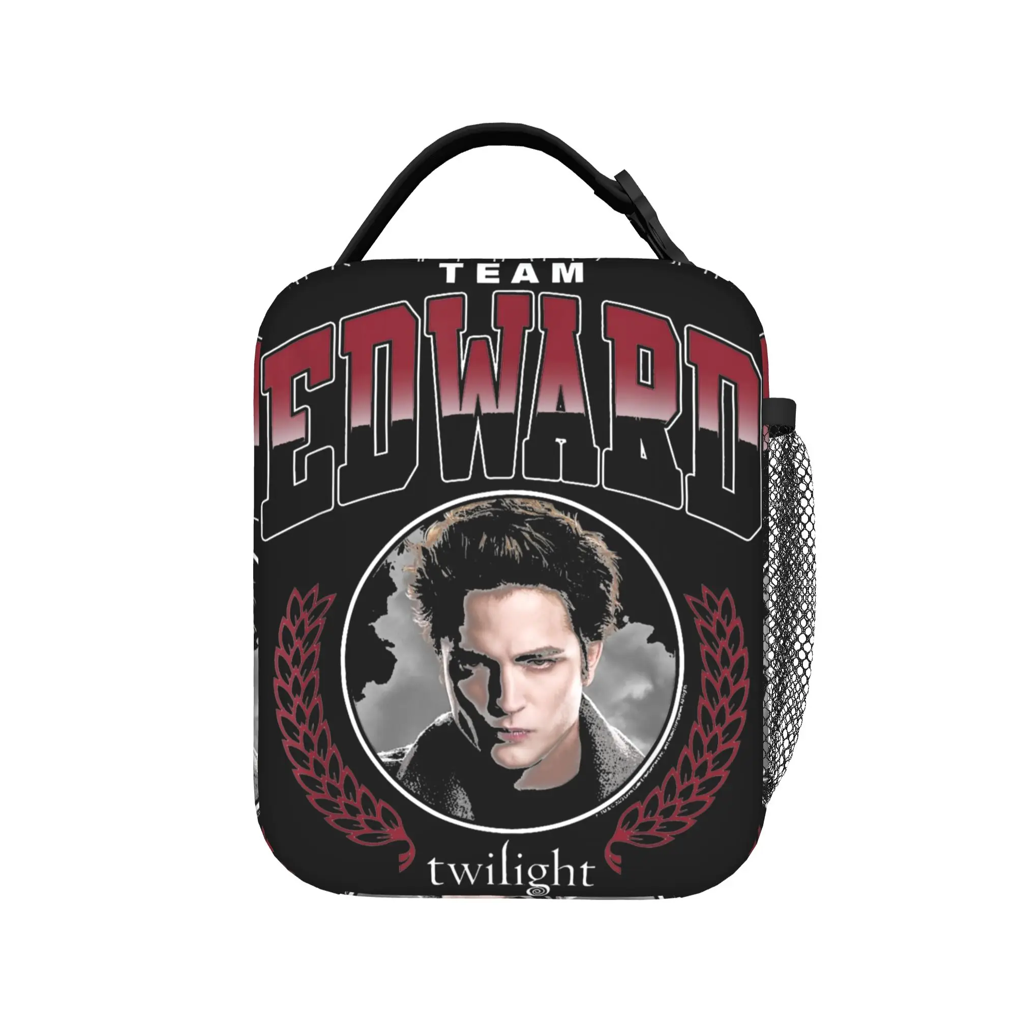 Team Edward Portrait  Twilight Insulated Lunch Bags Robert Pattinson  Meal Container Thermal Bag Tote Lunch Box Men Women