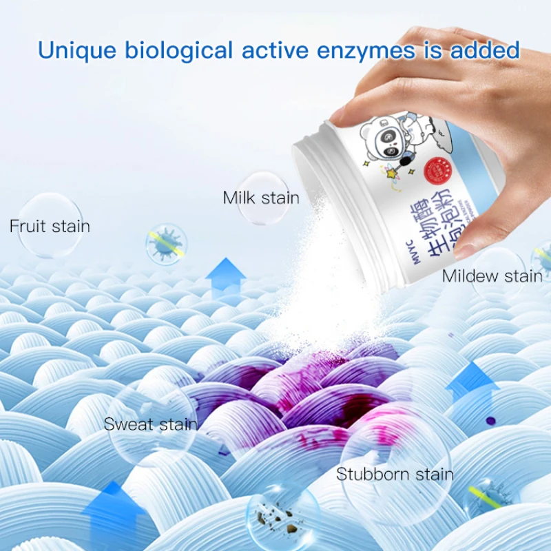 Biological enzyme bubble powder, laundry hand protection, stain removal, clothing protection, activa