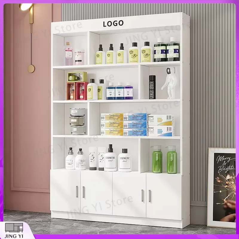 Modern Cosmetic Display Cabinet for Beauty Salon Hair Sample Stand Storage Organizer Shelf for Retail Store Living Room