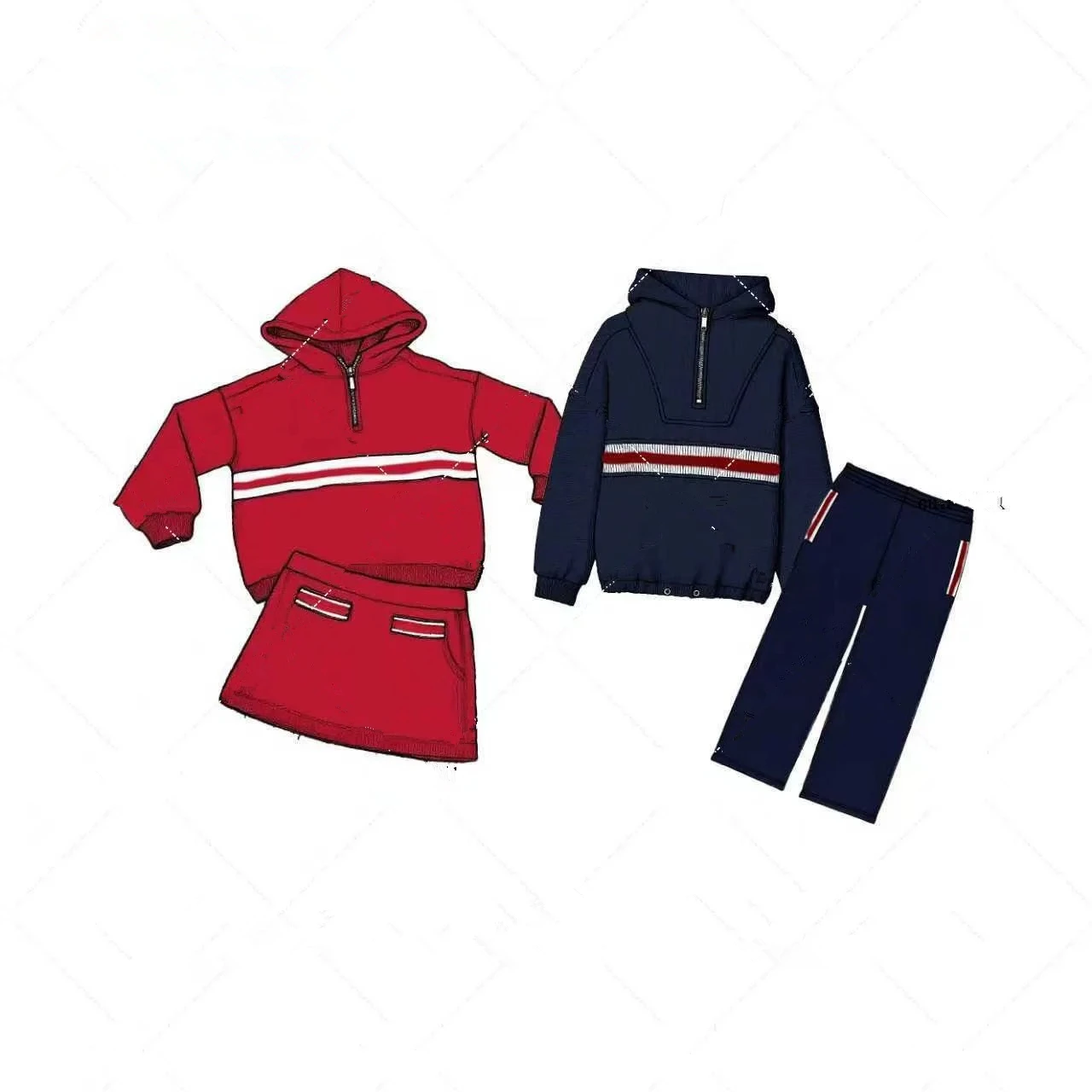 

2025 autumn new children's college style casual striped woven sweatshirt and pants set