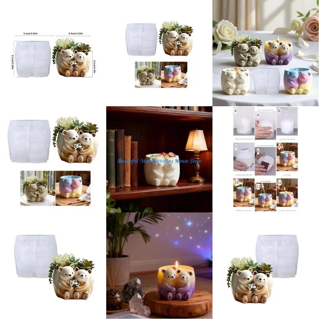 

E56A Silicone Flowerpot Mould With Lovely Bear Designs For Art And DIY Decoration