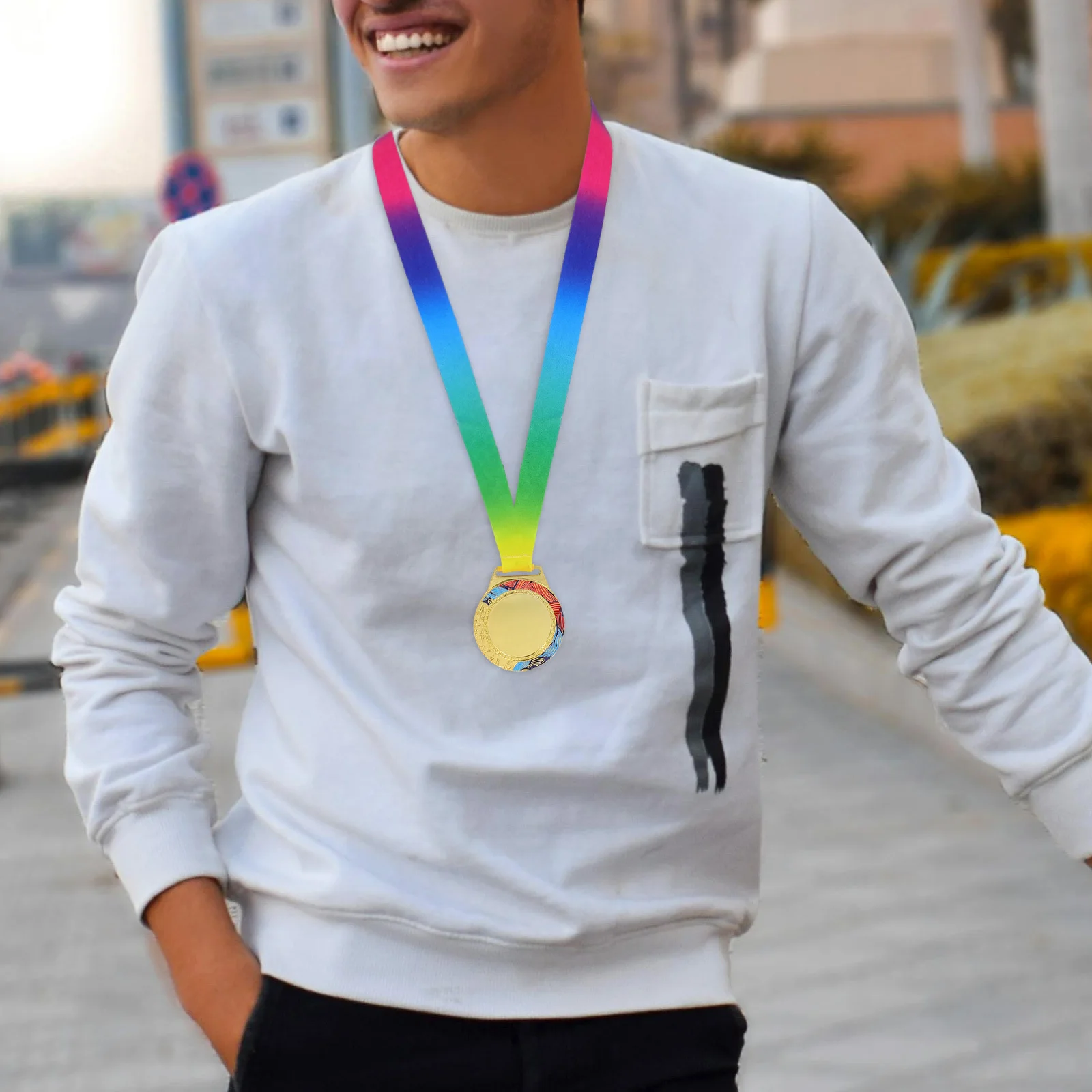 

2Pcs Gold Medals Zinc Alloy for Sports Awards Basketball Football Tournaments Lightweight Wearable Long Term