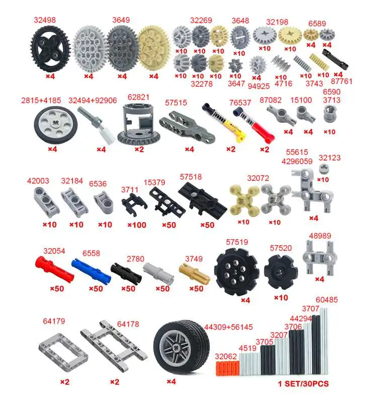 768PCS Technical Parts Cars Motorcycle Gears Axles Wheels Connectors MOC Bricks Building Block Accessories DIY Toys For Kid Gift