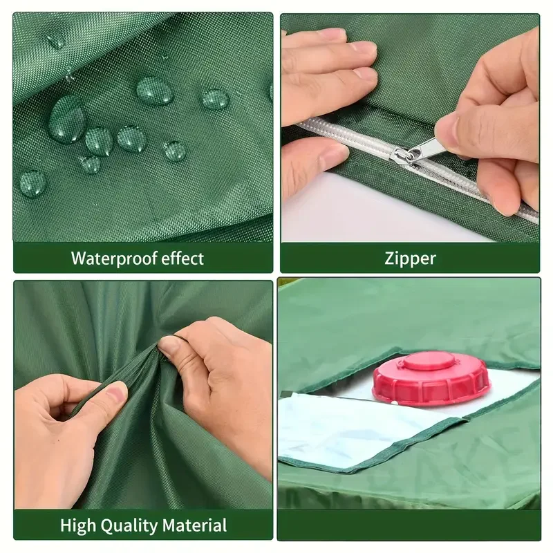 1000L خزان المياه غطاء أخضر مقاوم للماء IBC حمل غطاء 1000L IBC خزان الحاويات الأشعة فوق البنفسجية فيلم الغطاء الواقي الغبار مادة سميكة