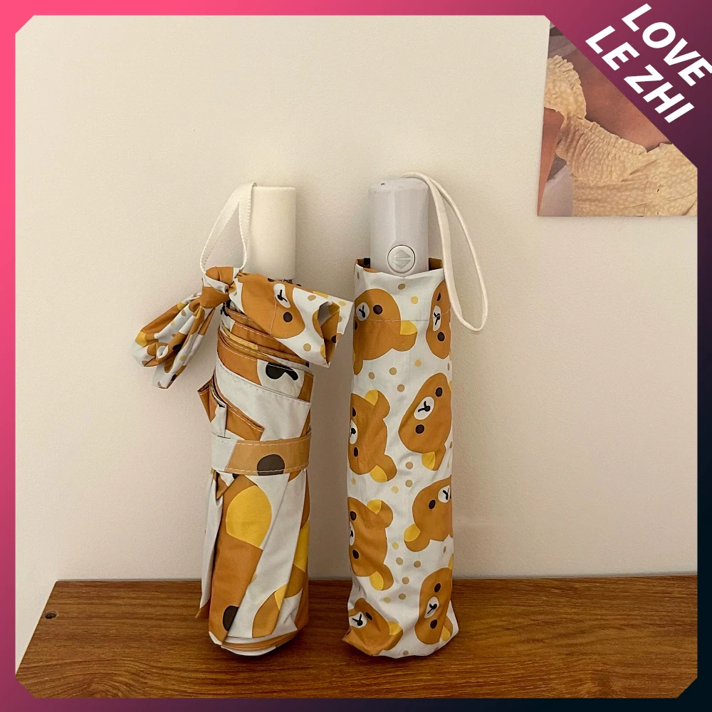 Kawaii Rilakkuma Zonwering Fijne Regendag Tweeërlei Gebruik Opvouwbare Paraplu Buiten Winddicht Regendicht Automatische Handmatig Opvouwbare Paraplu