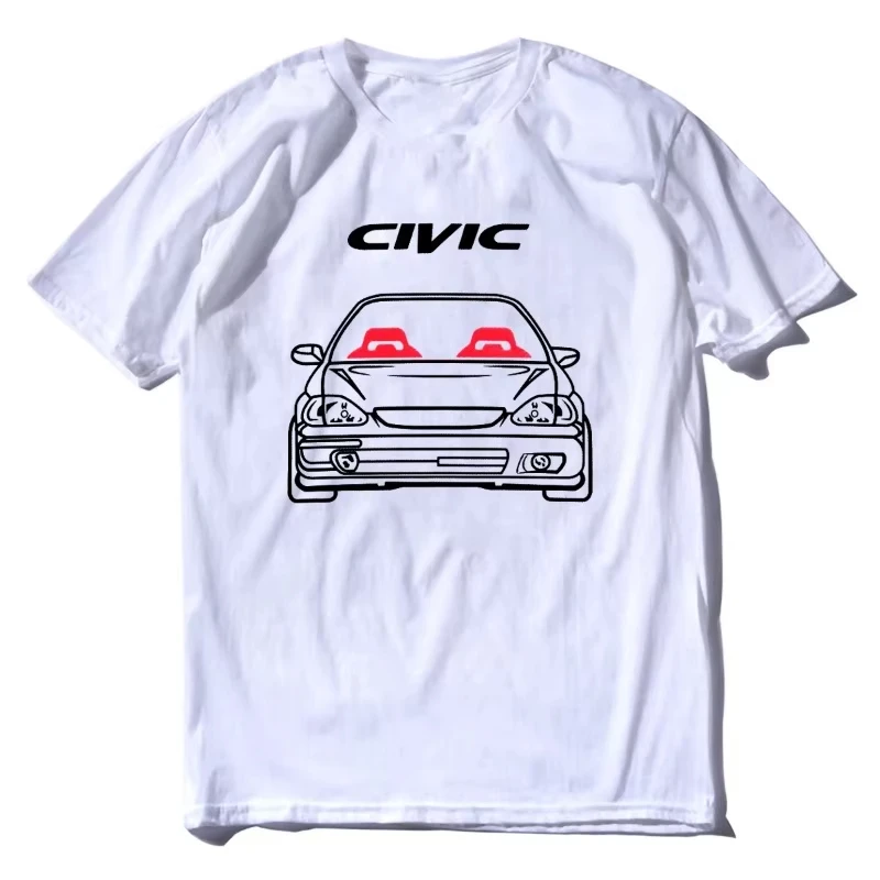 2025 النساء الرجال الأكثر مبيعا الكلاسيكية اليابانية عشاق السيارات سيفيك EK القطن تي شيرت مطبوع كل موسم