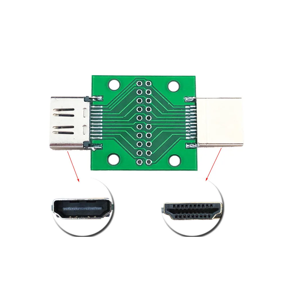 HDMI-compatible Male and Female Test Board MINI Connector with Board PCB 2.54mm pitch 19pin DP HD A Female To Male Adapter Board