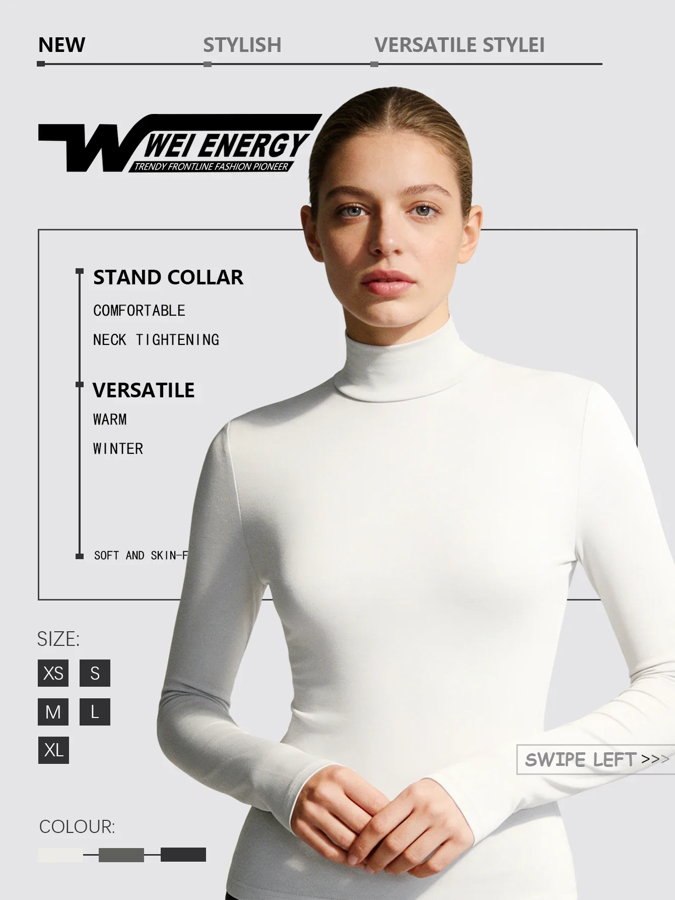 

High neck base shirt, women's long sleeved new style, solid color top, inner layer