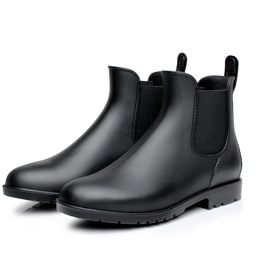 

Low-Top Men's Fashionable Waterproof Rain Boots Chelsea Short Boots Casual Short Tube Rubber Shoes Spring Autumn Pure Color