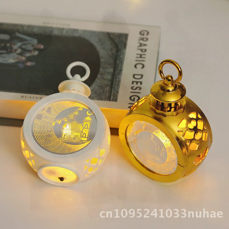 

LED Electronic Candle Wind Lamp Middle East Festival Decoration Portable Desktop Lighting Plastic White Gold for Party Gathering