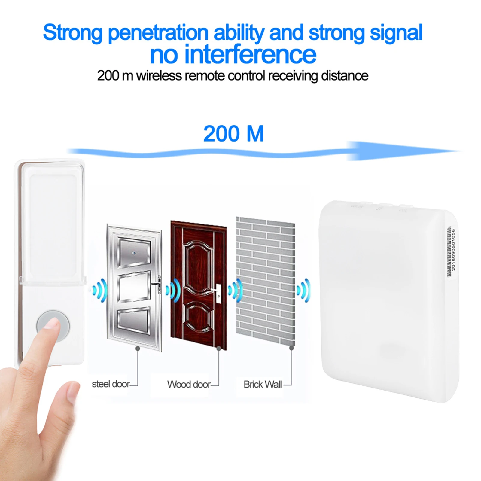 Button Door Bell Elderly Caller Wireless Button Door Bell Patient Elderly Deaf Caller with 7 Kinds of Flash Lamp Color Tones