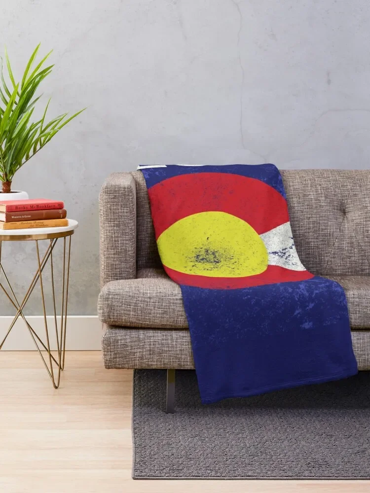 colorado flag vintage Throw Blanket Shaggy Nap Fluffy Softs Blankets