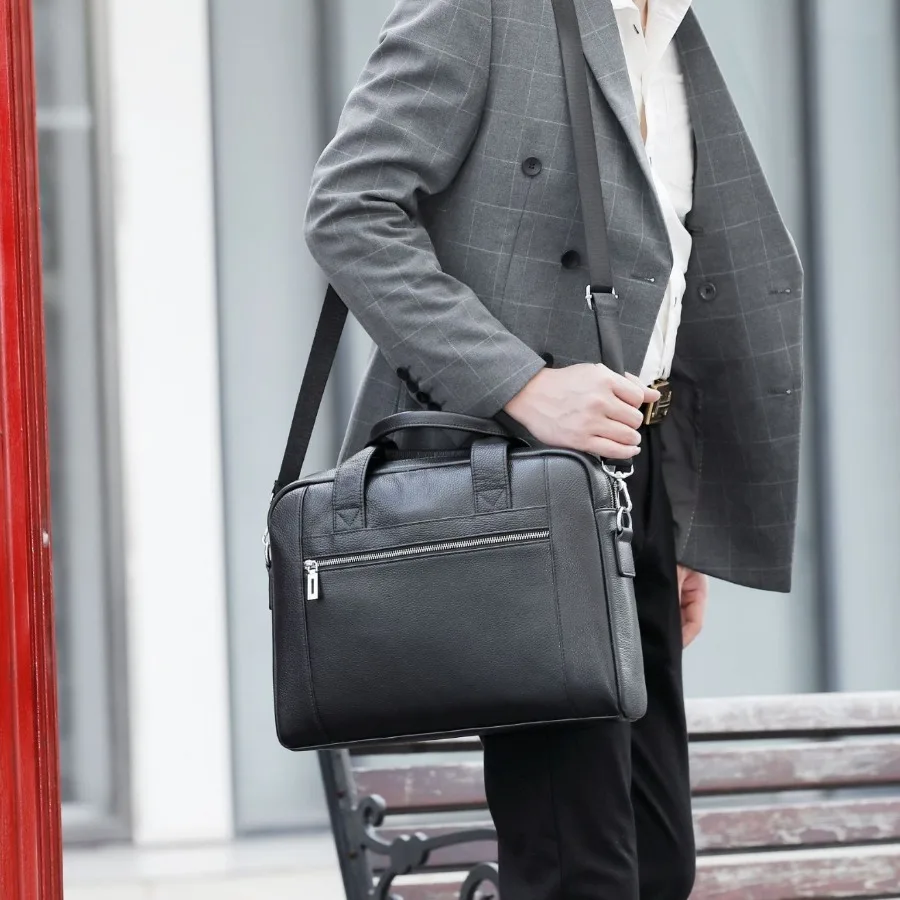 

【New style】Horizontal laptop briefcase men's one-shoulder body bag top-layer cowhide casual business notebook bag