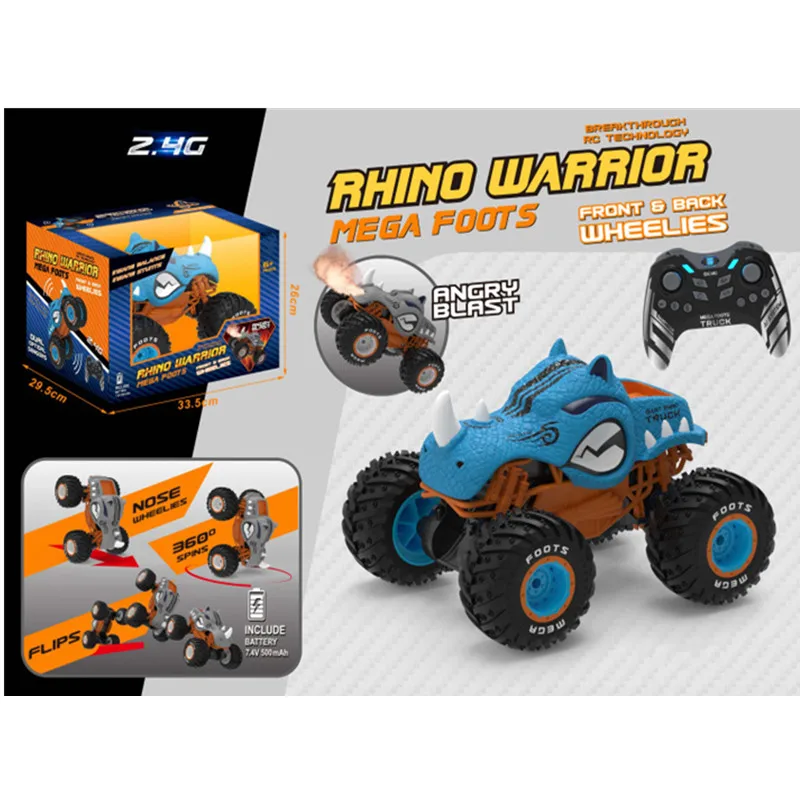 IQOEM-904 1:10 2.4 GHz All-Terrain Monster Truck Remote Standing Stunt Car RC Car Spray Function Boys & Girls Gift Toys view 2