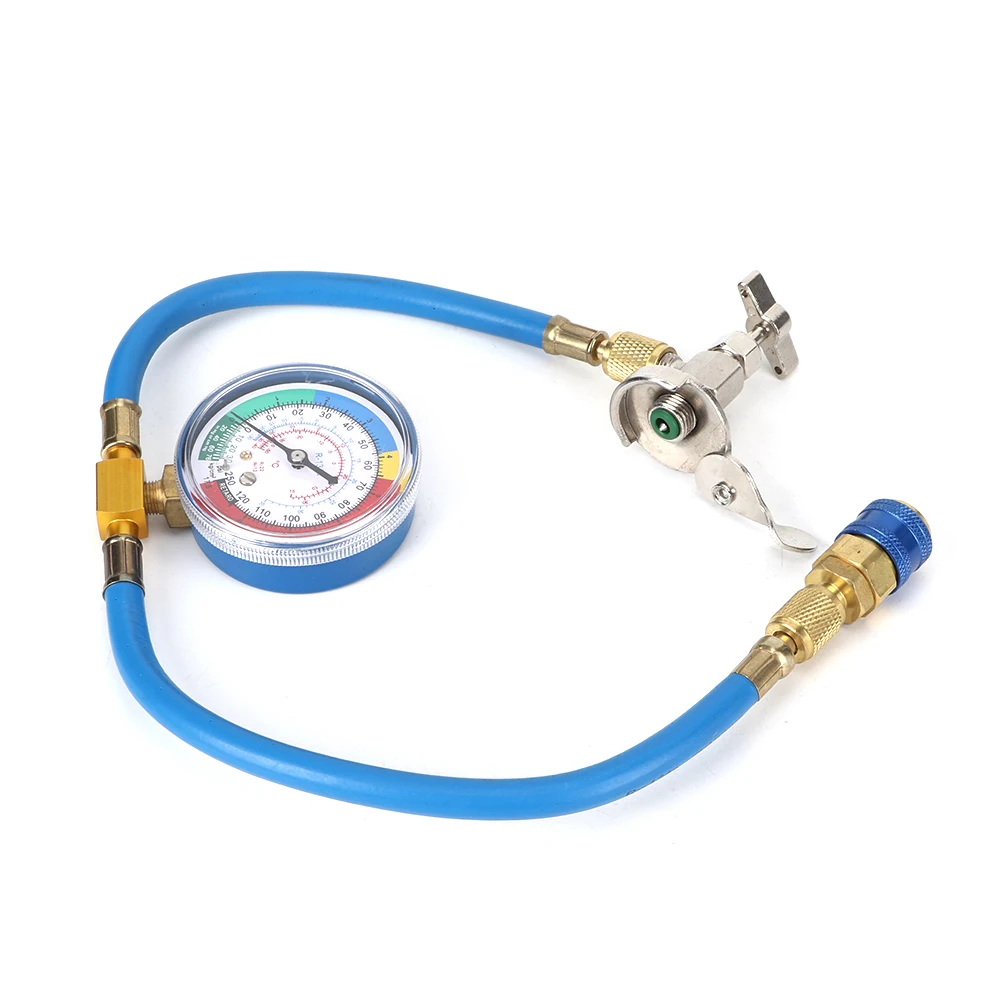 Mangueira de recarga de tubo de carregamento de refrigerante portátil a/c r134a com adaptador de medidor ferramentas de reparo de ar condicionado de carro de alta precisão