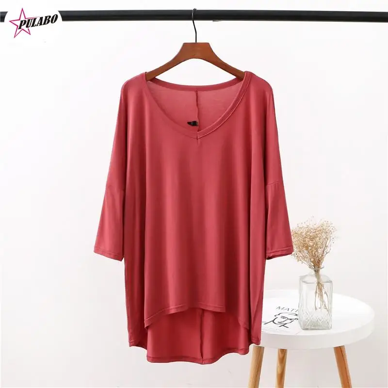 PULABO Modal Loose Half Sleeve Shirt T Shirt Women's Thin V-neck Bottoming Shirt Slim Short Sleeve Top Summer T-SHIRTS y2k