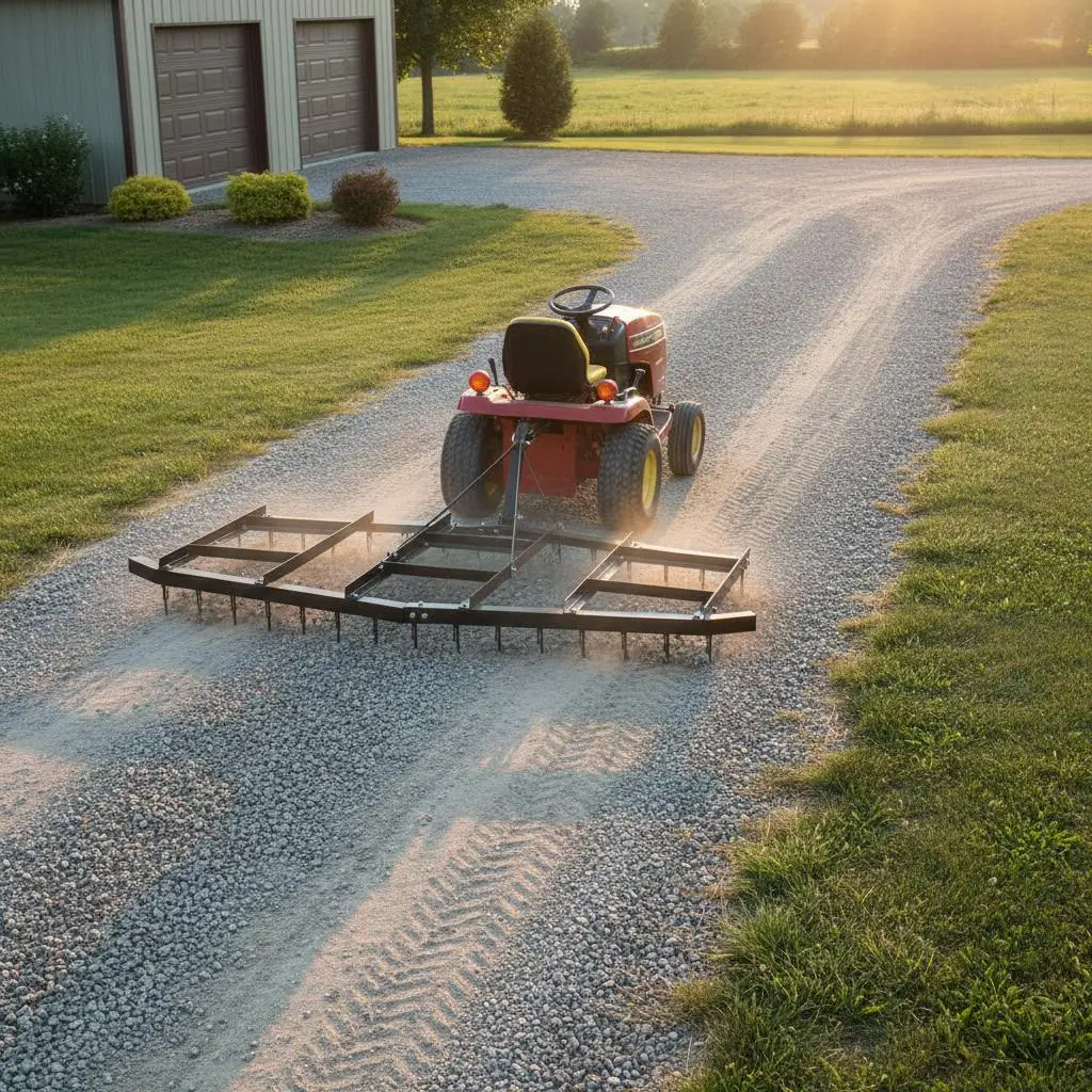 

Driveway Leveler 84" Width For Gravel Road Yard Field, Adjustable Steel Grader Heavy Duty Pin Hitch Attachment 50 lbs Load Ca