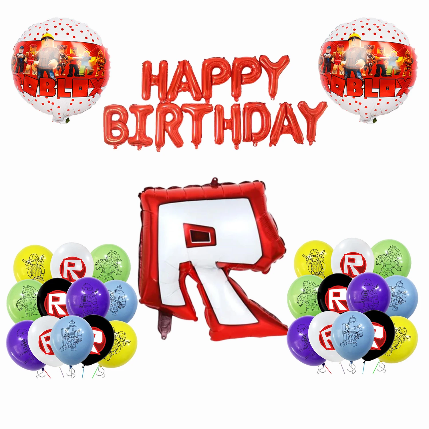 Roblox 생일 파티 풍선 라텍스 알루미늄 필름 풍선 세트 어린이를위한 베이비 샤워 생일 파티 장식 용품 선물