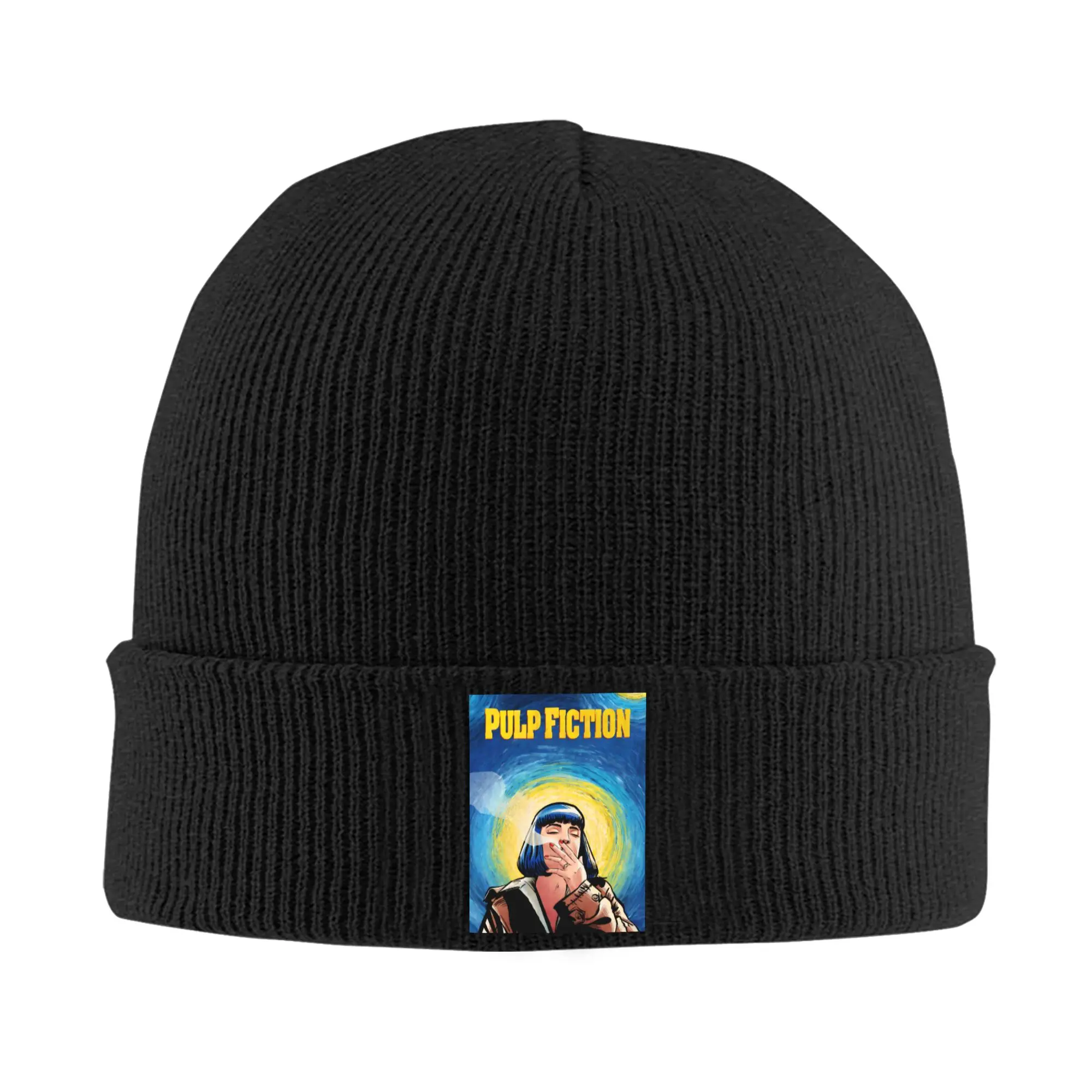 Custom Hot Black Comedy Movies P-Pulps F-Fictions Bonnet Hats  Fashion Knitting Hat Winter Warm Classic  Skullies Beanies Caps