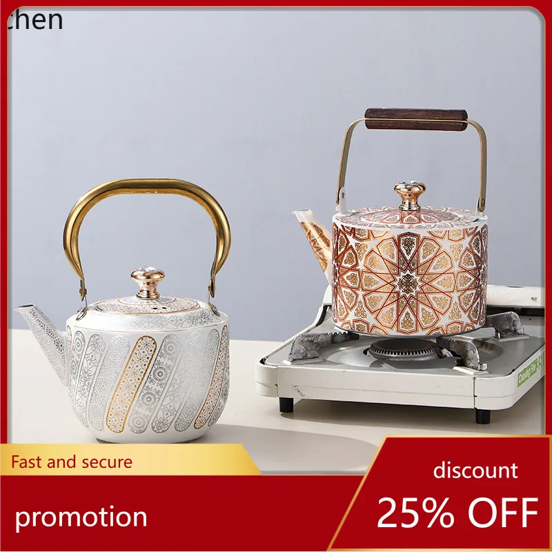 HYS decal craft tea kettle - stainless steel, heatable, with filter
