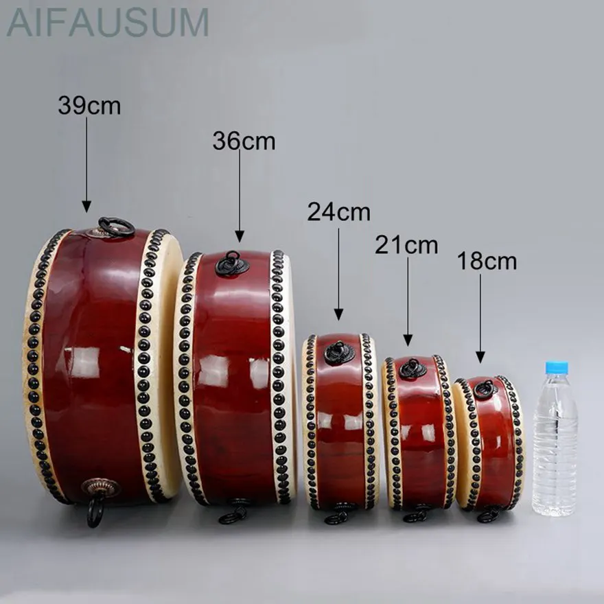 18-39cm Hanging ring Cowhide flat drum Buddhism musical instrument  Portable Coloratura drum