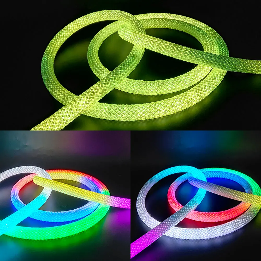 5V WS2811 RGBIC Addressable Round Neon Led Light Reticulate Pattern Fabric WS2812 WS2812B RGB Smart Flexible Silicone Strip Tape