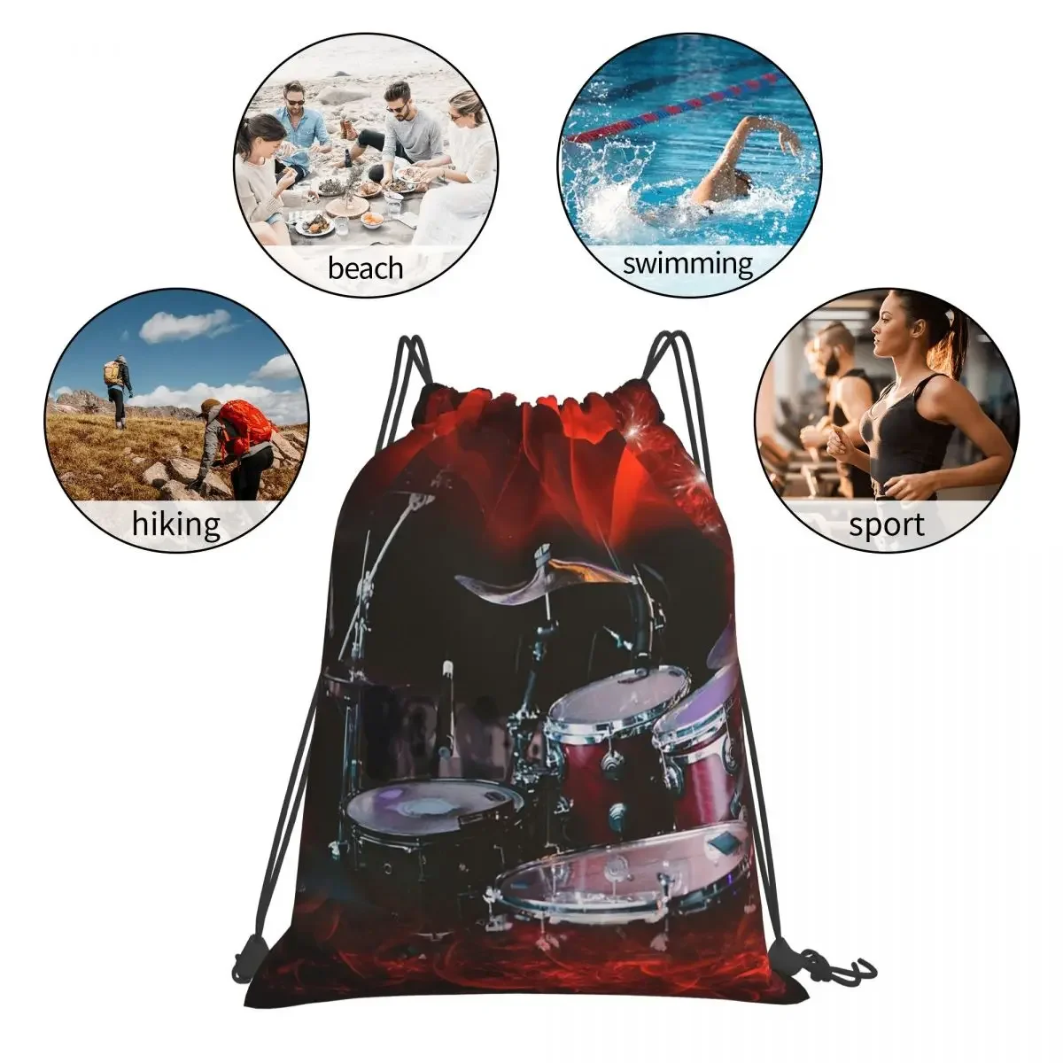 Drummers Dreams Backpacks Casual Portable Drawstring Bags Drawstring Bundle Pocket Sports Bag BookBag For Travel Students