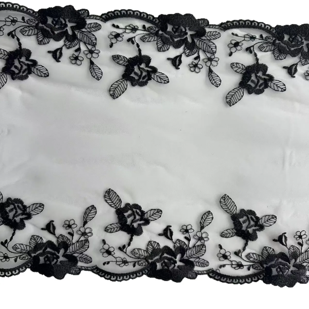 20Yards Black Bilateral Mesh Embroidery Lace Item,Handmade DIY Underwear Garment,Needlework Sewing Fabric,Clothing Accessories,