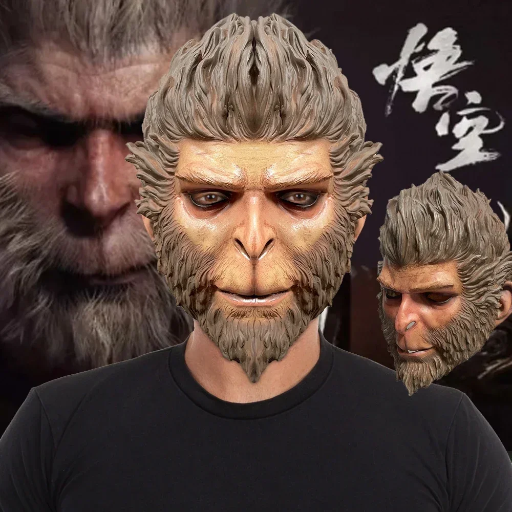 Black Myth Wukong Latex Mask Cosplay Monkey King Headgear Accessories Halloween Funny Game Character Props Free Shipping Items