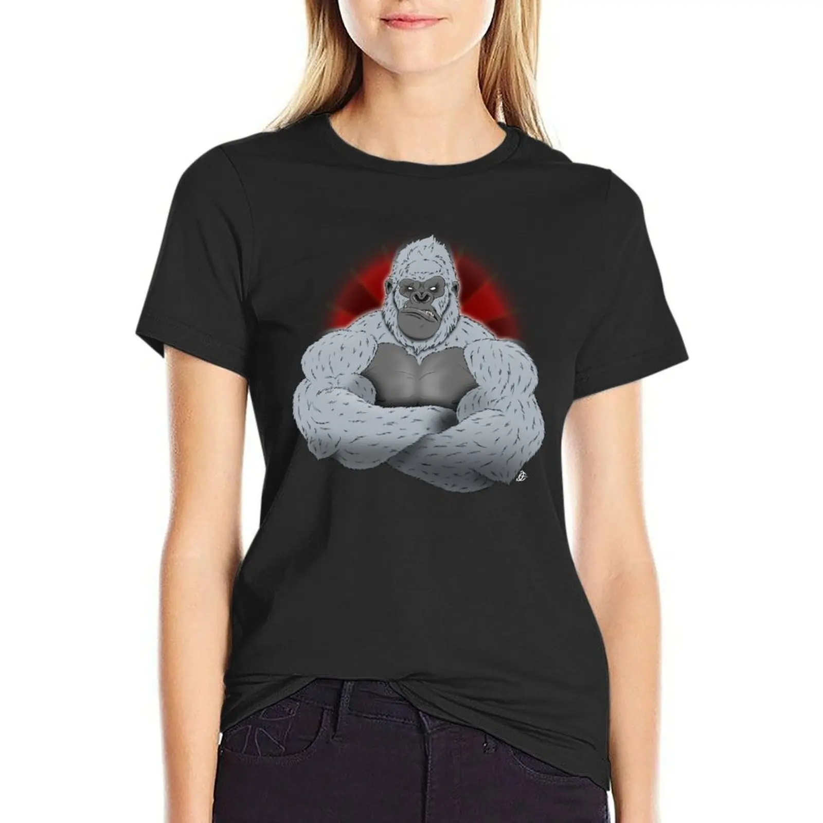 Albino Angry gorilla background red T-Shirt oversized Blouse graphics Women clothes