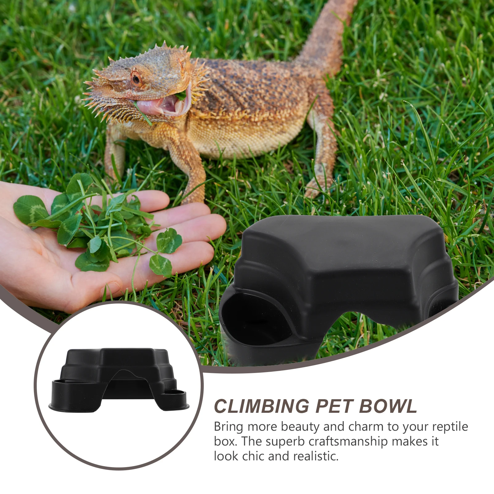 

2Pcs Reptile Hide Plastic Feeding Cave Safe Accessory Decor Tortoise Hidden Platform Escaping Cave Pet Food Basin