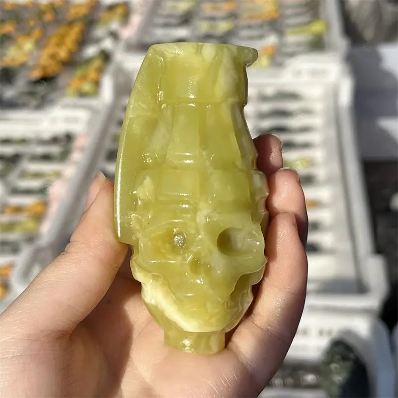 

Natural Orange Calcite Skull Carving Decoration Feng Shui Healing Stone Crystal Reiki Holiday Gift 1PCS