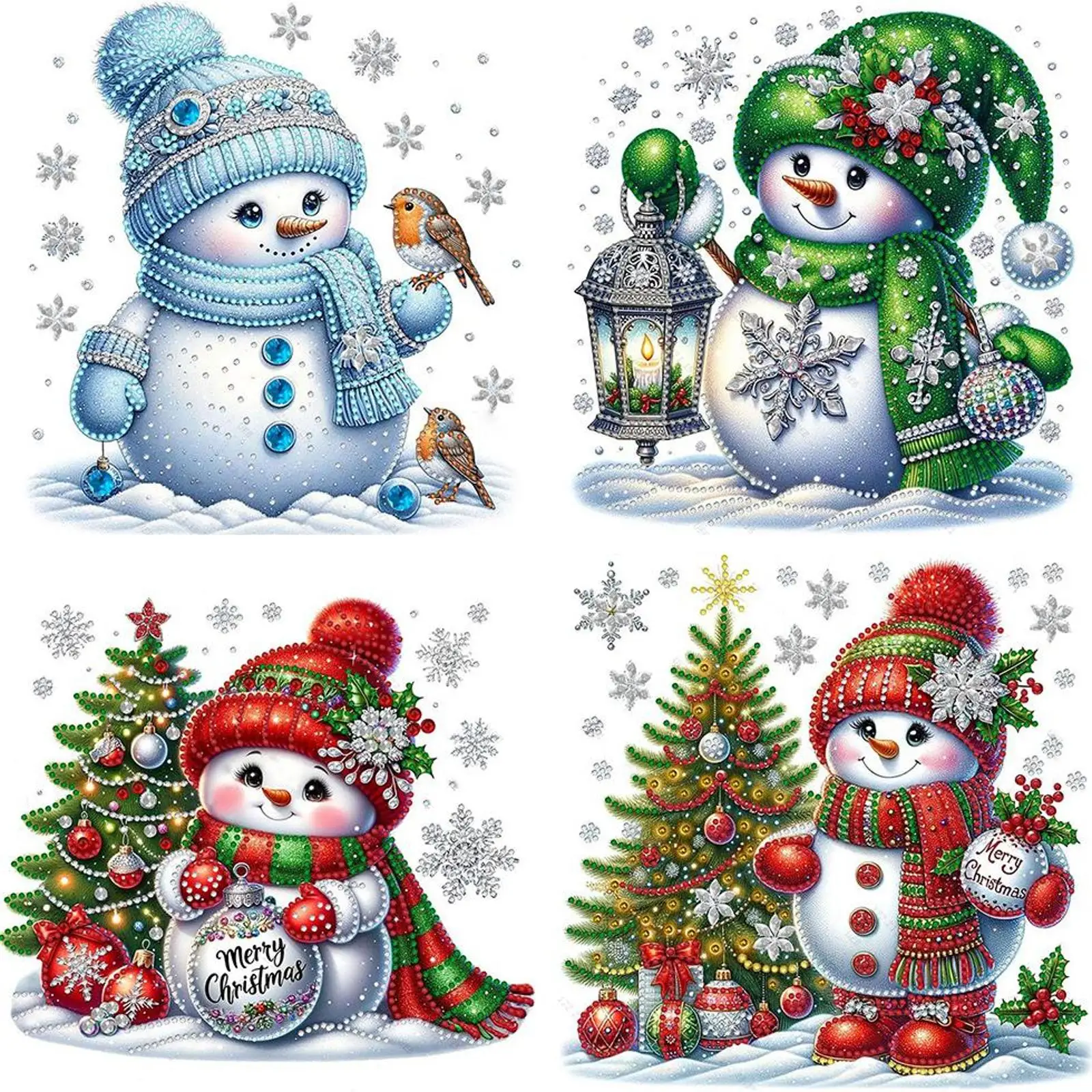 

4pcs 30x30cm Christmas 5D DIY Special Shape Crystal Partial Diamond Painting Kit