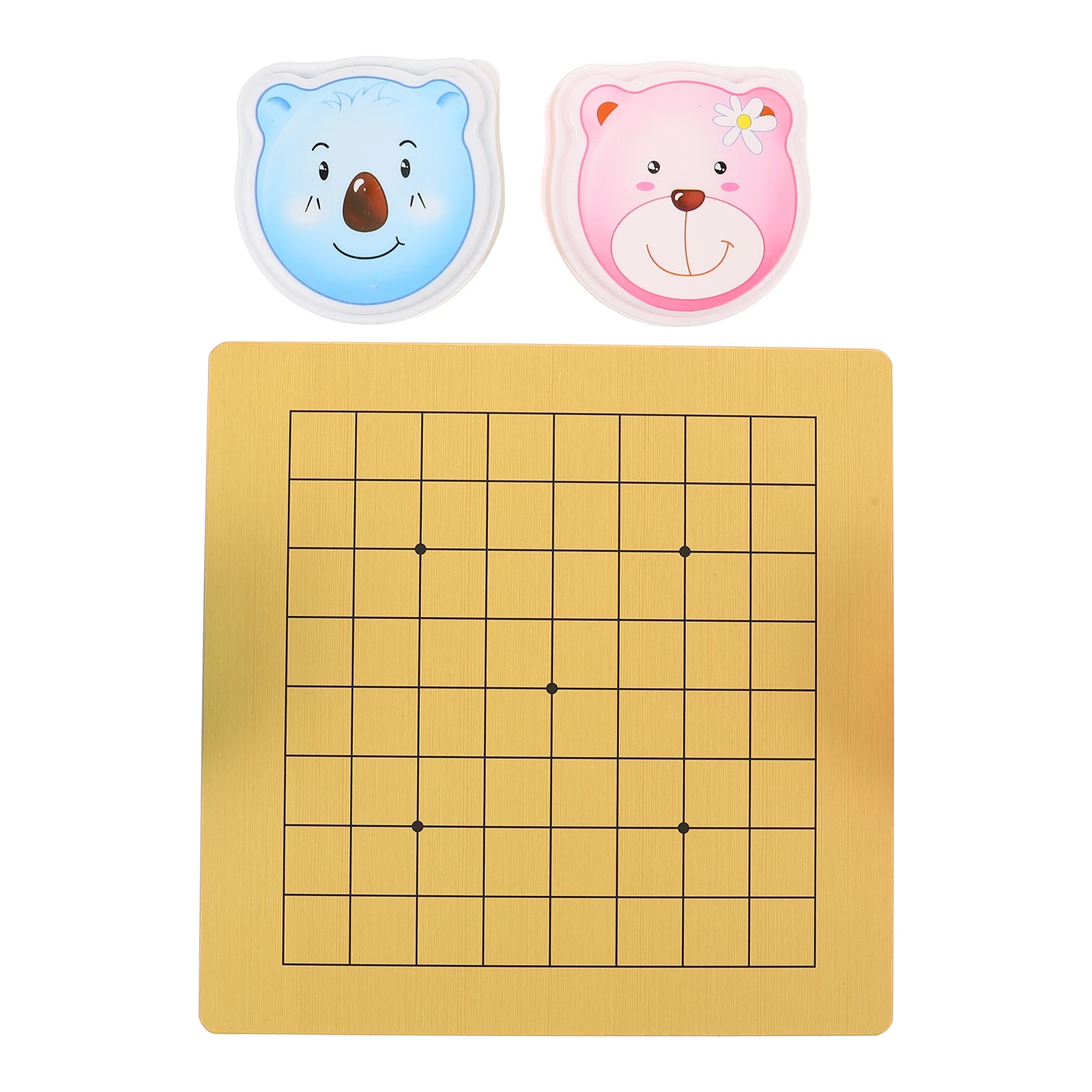 

2 set 2 Sets Go Set: 24X24Cm Wooden Board With Cute Plastic Pieces Travel Friendly Cartoon Chess Educational