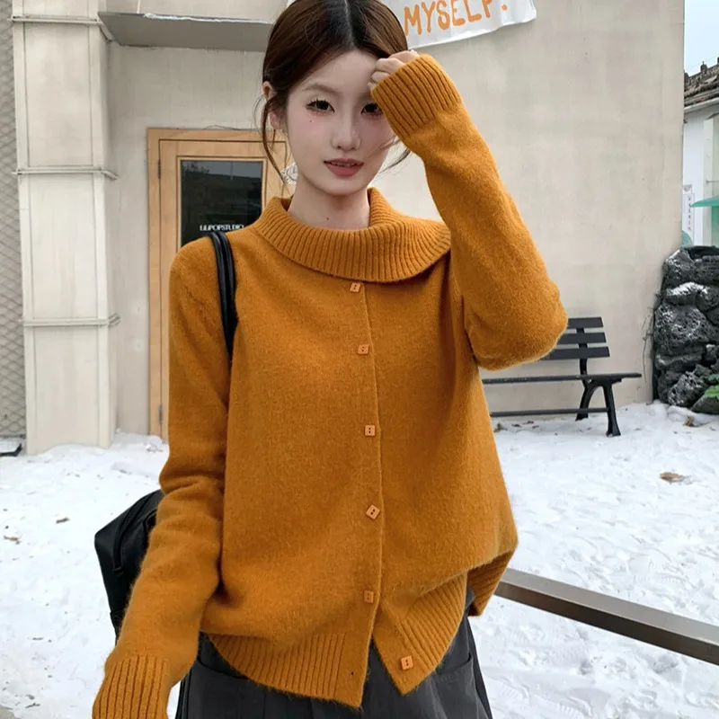 Sl malha coreano sle camisola feminina primavera outono faion design le aberto cardigan longo sve ajuste regular