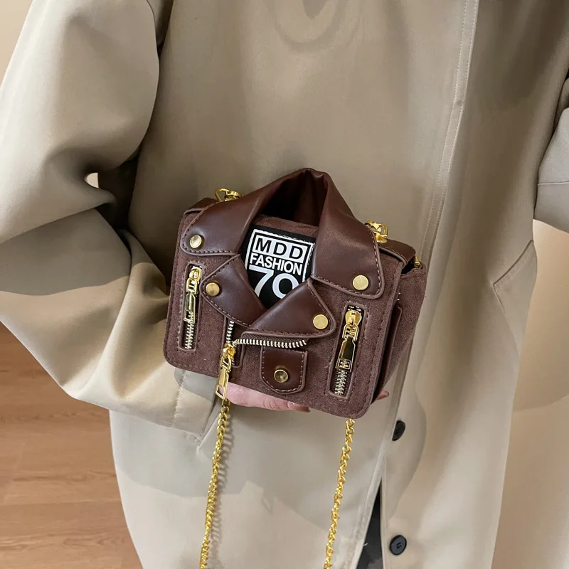 Rivet Small Clothes Shape Shoulder Bag Fashion Women\'s Ins Jacket Coat Crossbody Small Square Bag