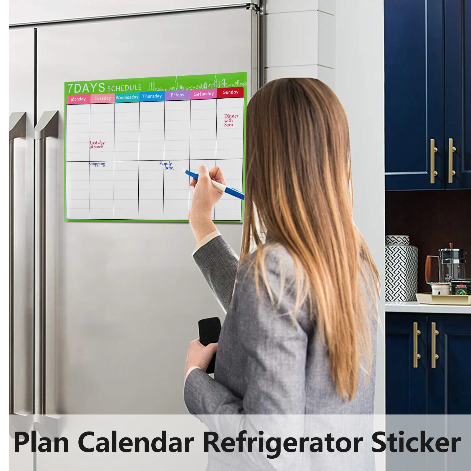 

1pc Magnetic Monthly Planner Schedule Board Dry Erase Reusable Fridge Calendar Organizer Kitchen Office To-Do List Note Board