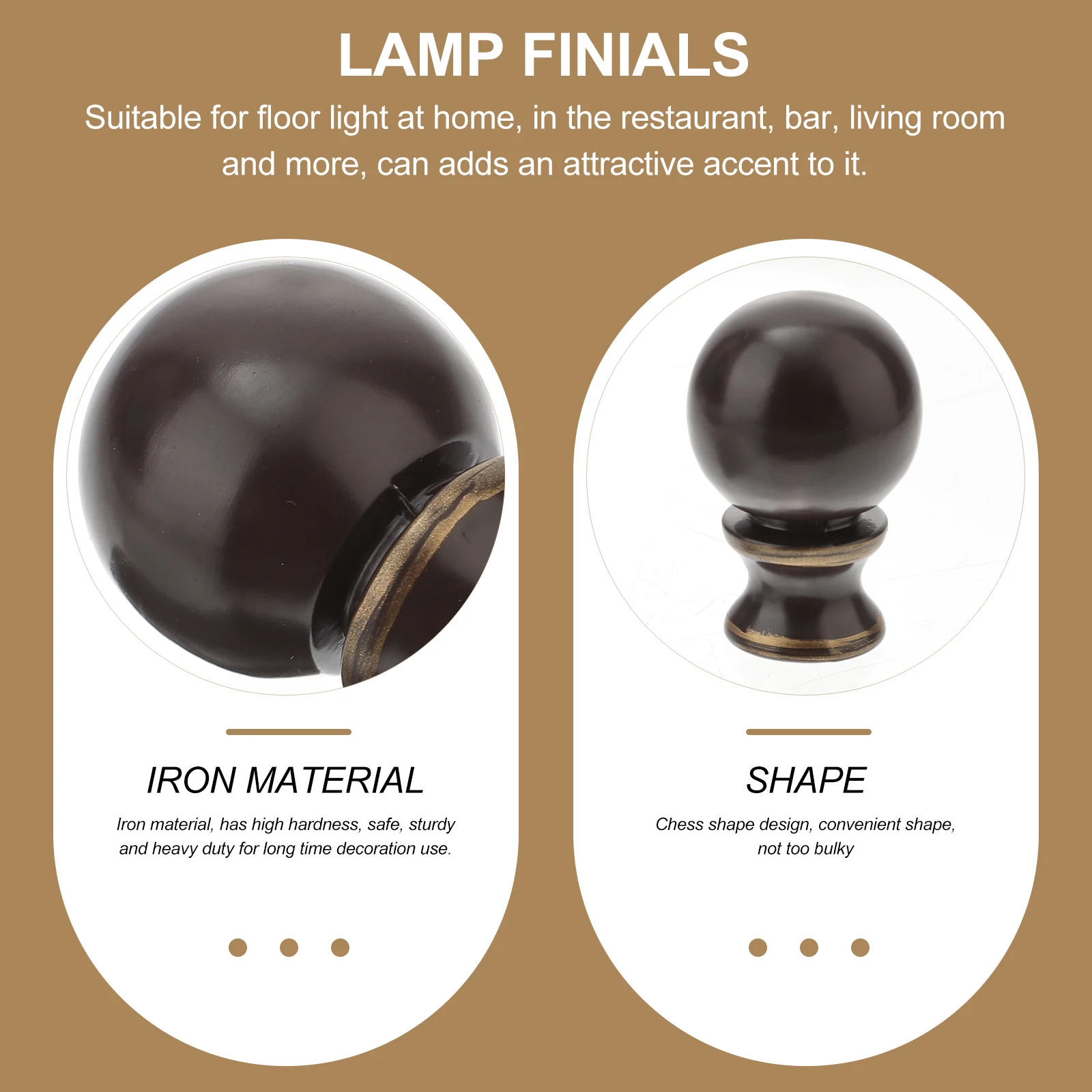 

2 Pcs Lamp Finials Retro Table Lamp Hat Caps Iron Material Sturdy Durable Bedroom Living Room Lampshade Holder