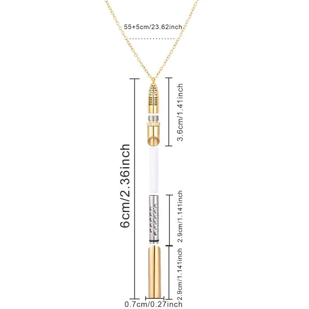 Modische Edelstahl-Duftanhänger Gedenk-Parfümflasche Ätherisches Öl Duftdiffusor-Halskette Schmuck – Detail 4
