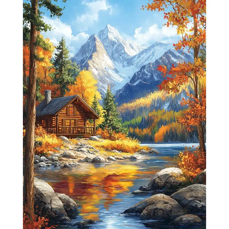 

GATYZTORY Frame Forest DIY Painting By Numbers Autumn Landscape Paint By Numbers Canvas Picture Wall Art Picture For Home Decor