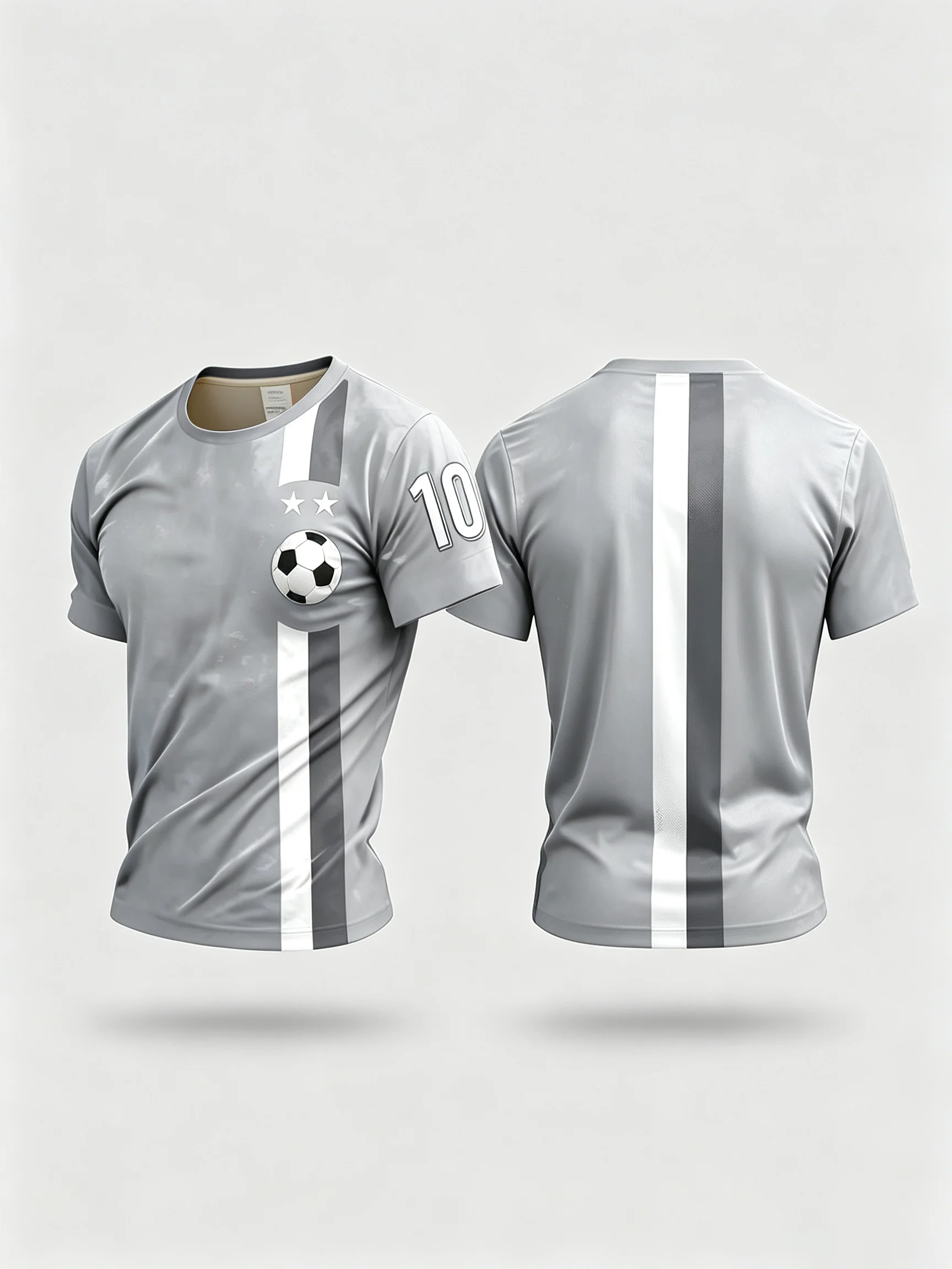 Men No.10 Football Jersey Vertical Stripe Short Sleeve T‑Shirt 2 Stars Soccer Sports Fan Training Tops For Men