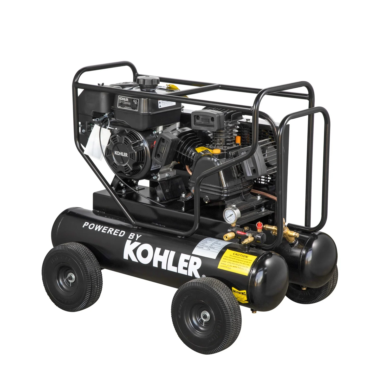 

6.5HP Gas Driven Piston Air Pump KOHLER RH65 Engine Belt Drive Gas-powered 20-Gal Hor Tank 17cfm @125psi for Workshop Compressor