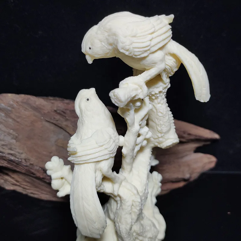 Ivory Nut Hollow‑Carved Magpie On Plum Blossom Figurine Home Office Desktop Car Craft Ornament Auspicious Festival Table Decor
