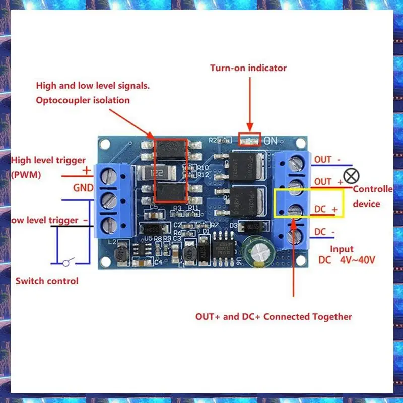 

2025 DC 4V-60V Модуль драйвера триггера MOS Электронный переключатель Модуль платы управления с ШИМ-управлением для триггера высокого/низкого уровня, DC 4