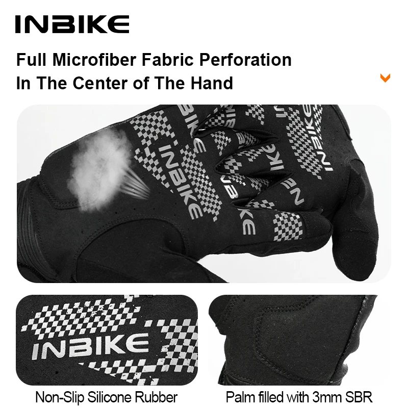 INBIKE Final Clearance Men's Full Finger Cycling Gloves Breathable Shockproof for Road TouchBike MTB Mountain Biking Gloves Man