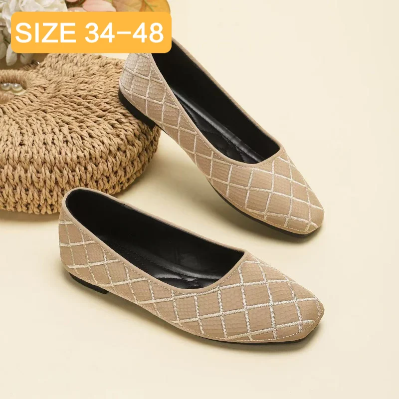 

Large Size 34-48 Spring New StyleFlat Shoes Comfortable Soft Sole Versatile Work Shoes Non-Slip Shallow Mouth Design for Women
