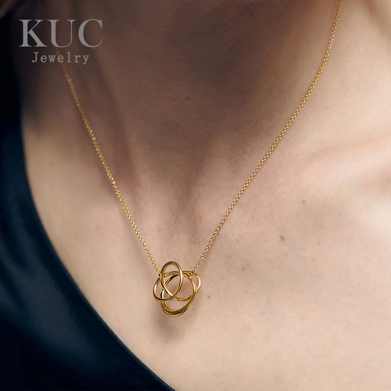 18K Gold Plated 925 Sterling Silver Korean Minimalist Custom Unique Fine Wrap Necklace Jewelry Pendant Necklaces for Women