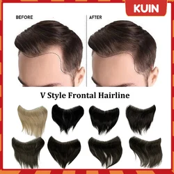 Tupé para hombres, pelucas masculinas estilo V, línea de cabello Frontal, sistema de reemplazo de cabello PU para hombres, peluca recta Natural hecha a mano, 2,5x16 CM