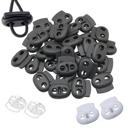 50 pz 4mm-5.5mm doppio foro tappo di plastica cavo di bloccaggio fagiolo coulisse Toggle clip abbigliamento lacci delle scarpe abbigliamento sportivo bottone Accessorie